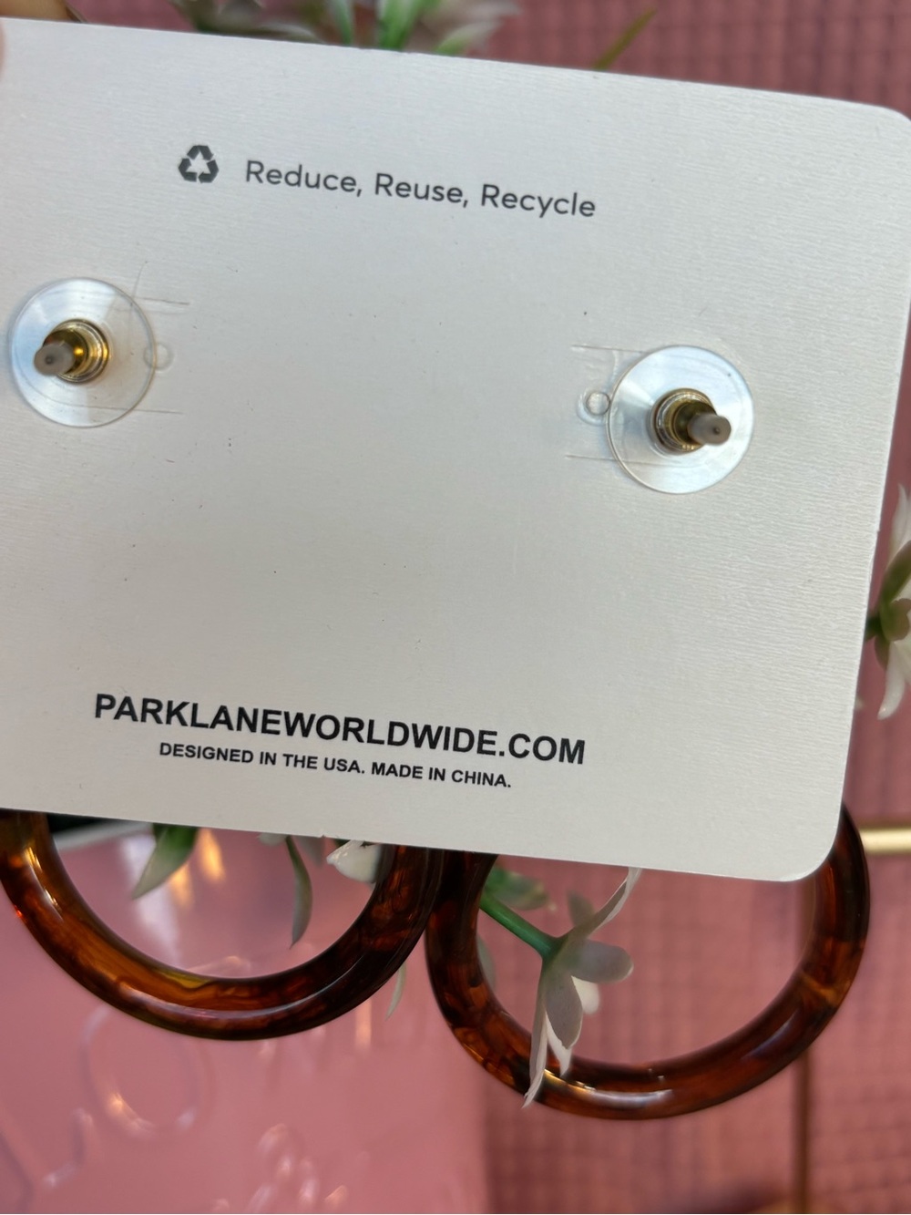 Park Lane Fawn Funky Fun Gold, Brown & Cream Hoop Drop Stud Earrings - Picture 4 of 7